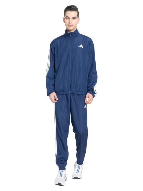 Adidas Blue Regular Fit Striped Tracksuits