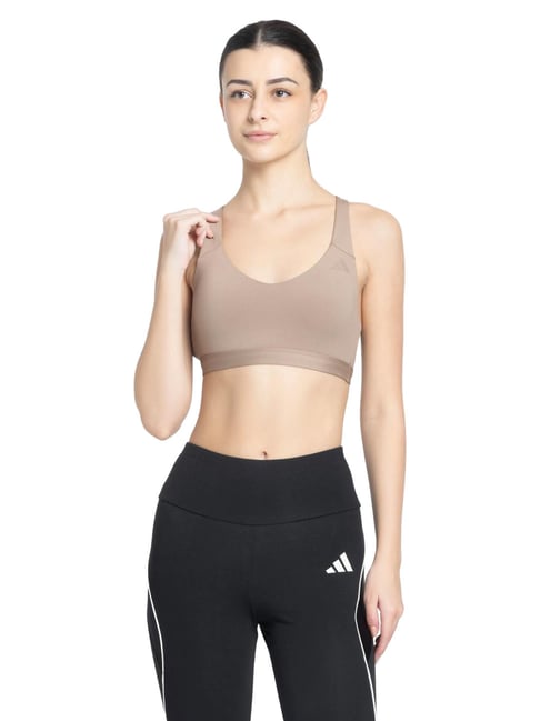 Adidas Brown Slim Fit Sports Bra