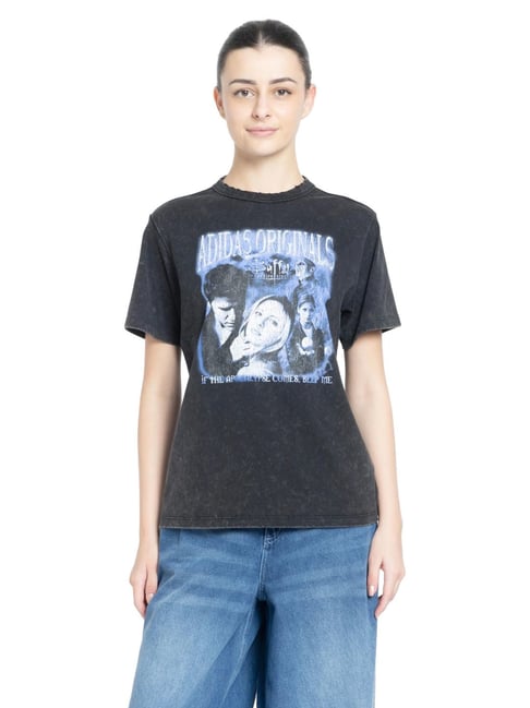Adidas Originals Black Cotton Regular Fit Printed Top-picture-37