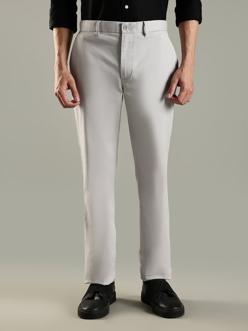 Tommy Hilfiger Grey Cotton Regular Fit Trousers