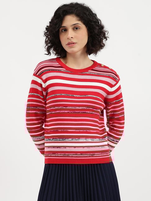 United Colors of Benetton Multicolor Regular Fit Striped Sweater