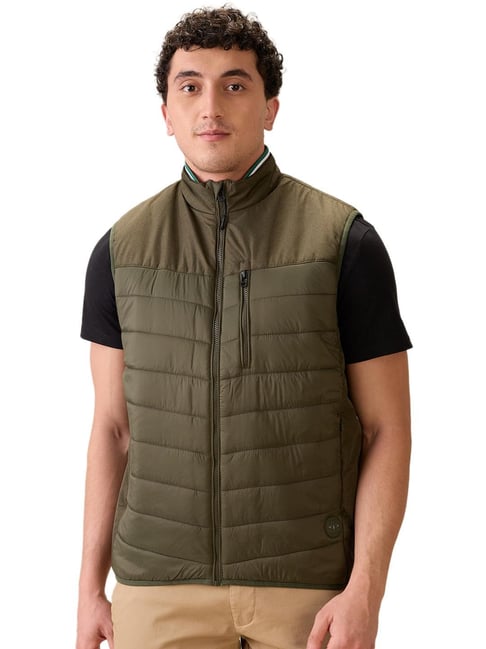ColorPlus Dark Green Polyester Regular Fit Sleeveless Jacket-picture-23