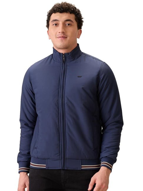Parx Dark Blue Polyester Regular Fit Long Sleeves Jacket-picture-36