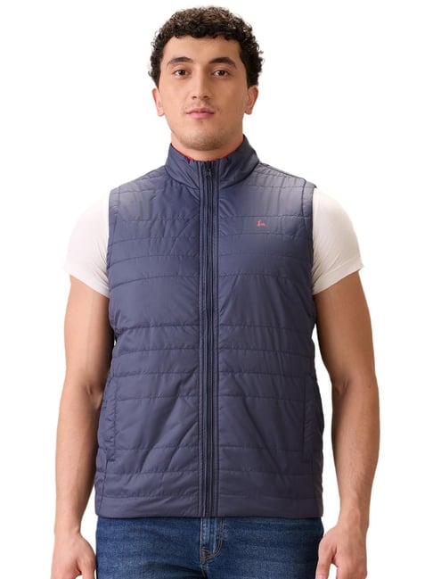 Parx Medium Blue Polyester Regular Fit Sleeveless Jacket-picture-34