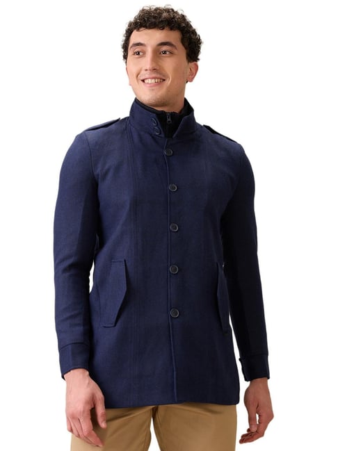 Parx Dark Blue Polyester Regular Fit Long Sleeves Jacket-picture-39