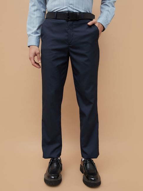 Code By Lifestyle Navy Regular Fit Trousers