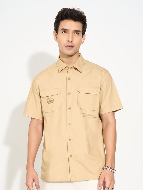 7 Alt By Pantaloons Brown Relaxed Fit Printed Shirt-picture-36