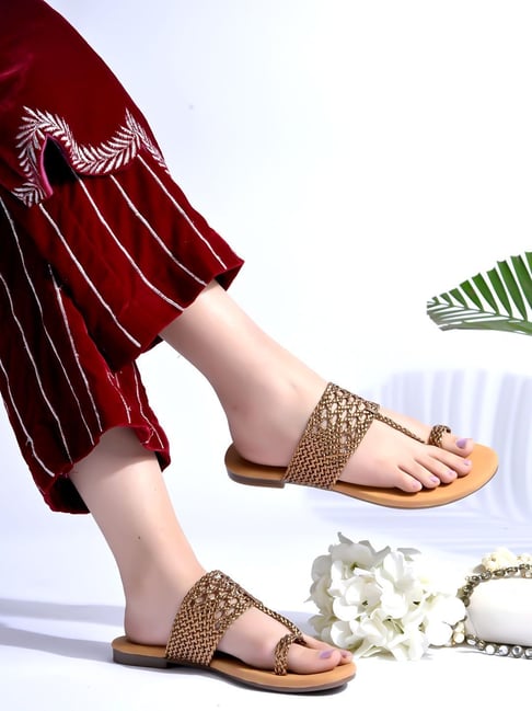 Shoetopia Women's Copper Toe Ring Sandals-picture-31