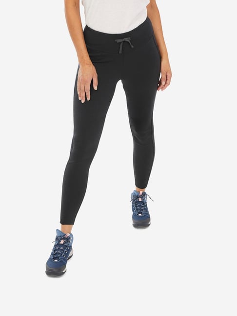 Quechua By Decathlon Black Regular Fit Sports Tights