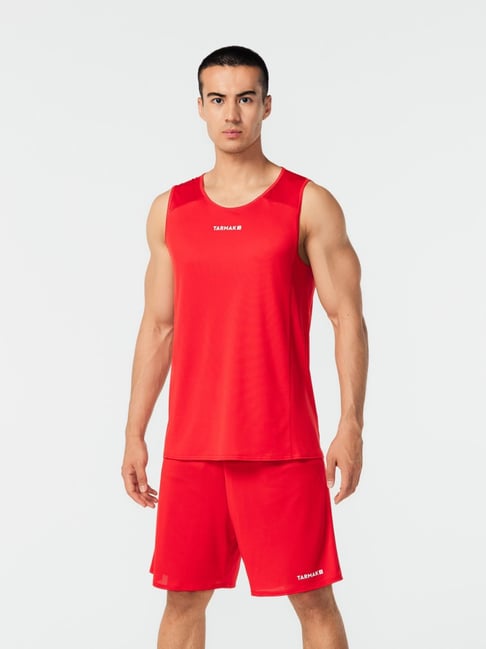 Tarmak By Decathlon Red Regular Fit Printed Tank Tee