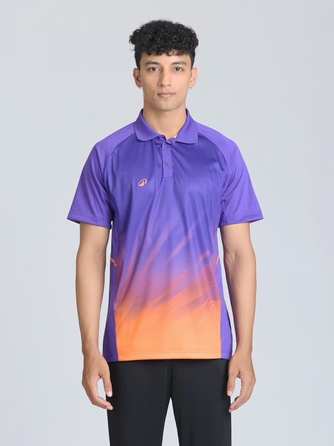Flx By Decathlon Purple Regular Fit Printed Sports Polo