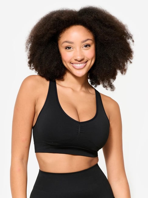 Domyos By Decathlon Black Regular Fit Sports Bra