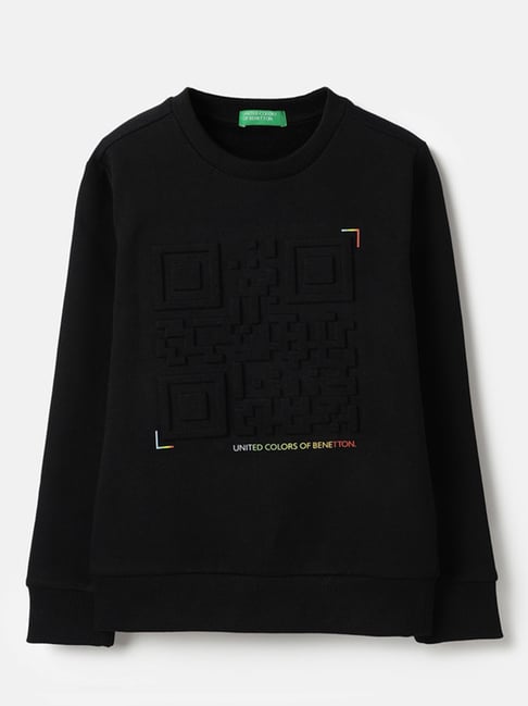 United Colors of Benetton Boys Black Logo Sweatshirt-picture-43