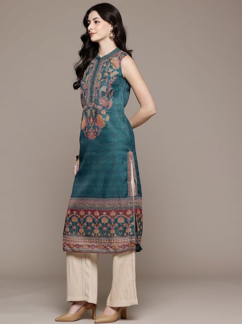 Aarke Ritu Kumar Green Indian Print Kurta