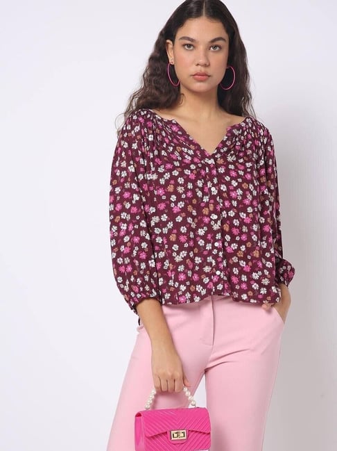 GAP Maroon Floral Top