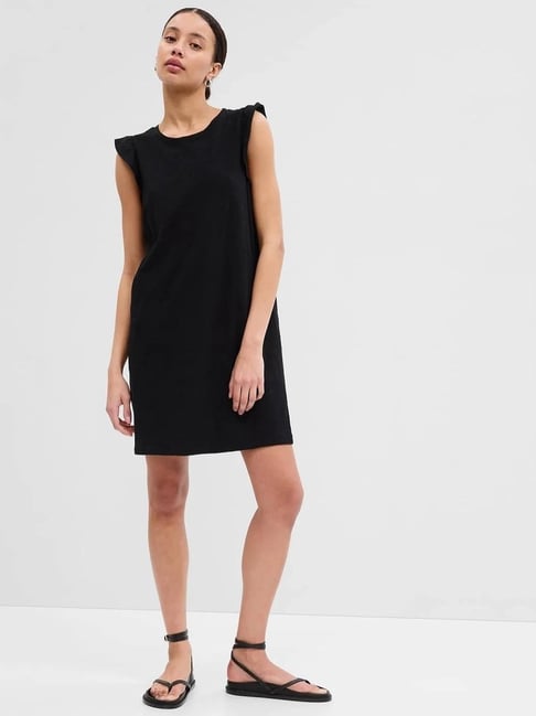GAP Black Cotton Solid Dress-picture-43