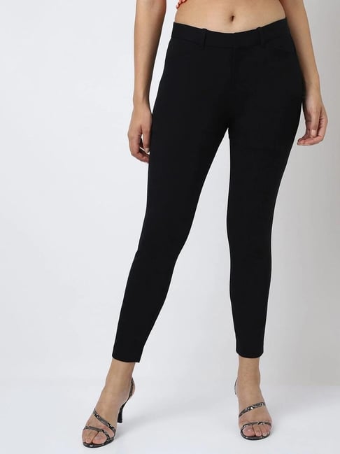 GAP Black Cotton Solid Trousers-picture-33