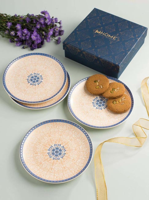 Fabindia Gulmohar Blue Ceramic Printed Dinner Plates - Set of 4-picture-29