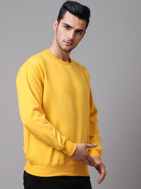 Mack Jonney Yellow Fleece Regular Fit Solid Sweatshirt-picture-15