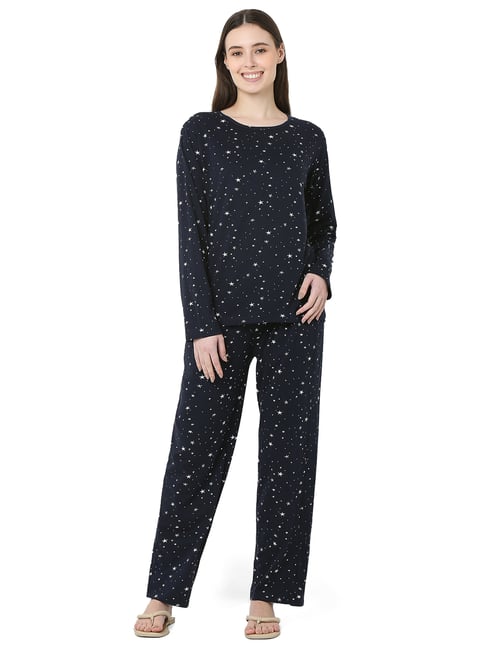 Smarty Pants Navy Blue Cotton Printed Pyjama Set-picture-11