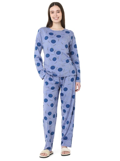 Smarty Pants Lilac Cotton Printed Pyjama Set