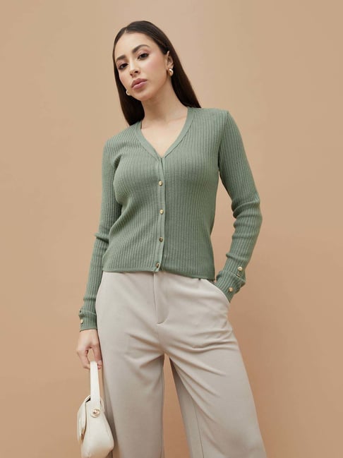 Code By Lifestyle Olive Regular Fit Cardigan