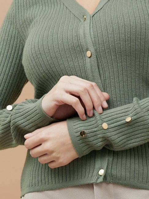 Code By Lifestyle Olive Regular Fit Cardigan