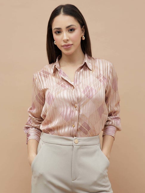 Code By Lifestyle Pink Regular Fit Printed Shirt-picture-27