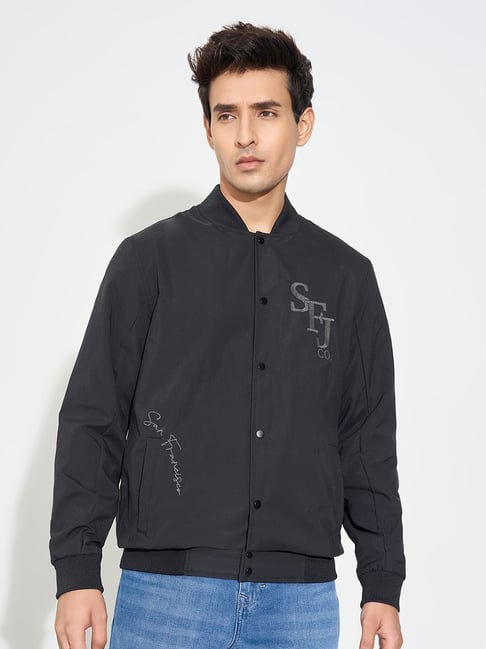 Sf Jeans By Pantaloons Jet Black Regular Fit Bomber Jacket-picture-42