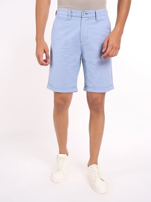 Peregrine By Pantaloons Air Blue Regular Fit Printed Shorts