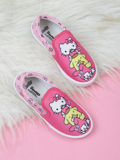 Kidsville Kids Hello Kitty Printed Pink Slip-On Shoes