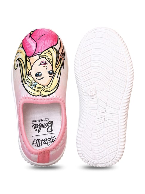 Kidsville Kids Barbie Printed Pink Slip-On Shoes