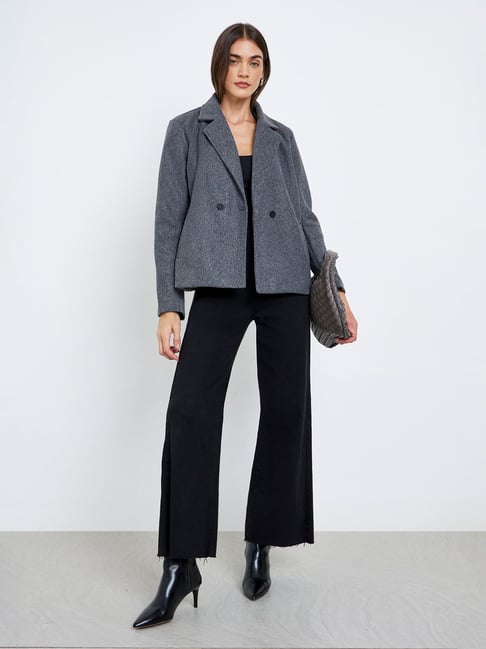 Styli Charcoal Polyester Regular Fit Jacket-picture-26
