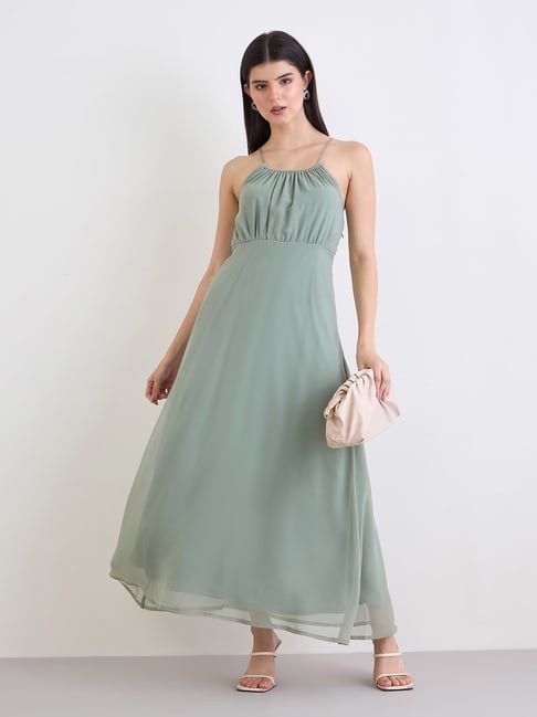 Styli Green Polyester Regular Fit Dress