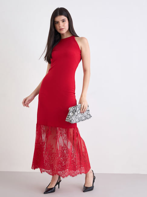 open lace back dress Hotheart Womens Sexy Wrapped Chest Sleeveless Gradient Color Hollow Hem  Dress Beach Dress Vacation Long Dress Red at Amazon Women's Clothing store