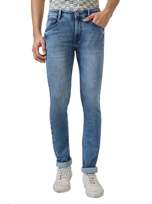 Parx Medium Blue Cotton Blend Tapered Fit Jeans-picture-21