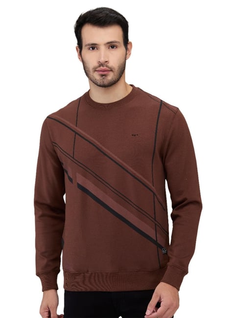 ColorPlus Dark Brown Polyester Blend Regular Fit Sweatshirt