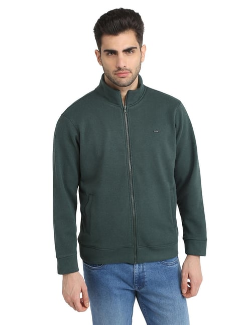 Parx Dark Green Polyester Blend Regular Fit Sweatshirt