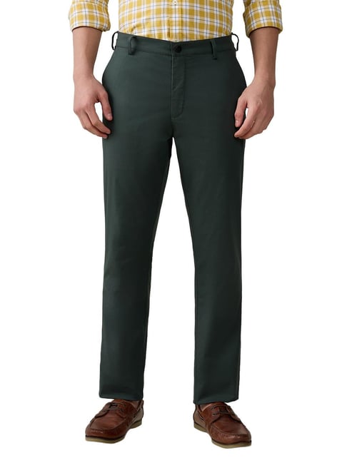 ColorPlus Slim Fit Dark Green Cotton Blend Trousers
