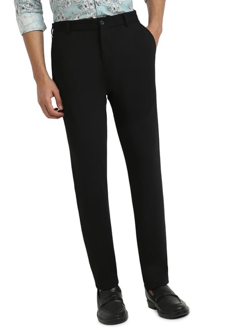 Park Avenue Black Cotton Blend Commutech Fit Trousers-picture-29
