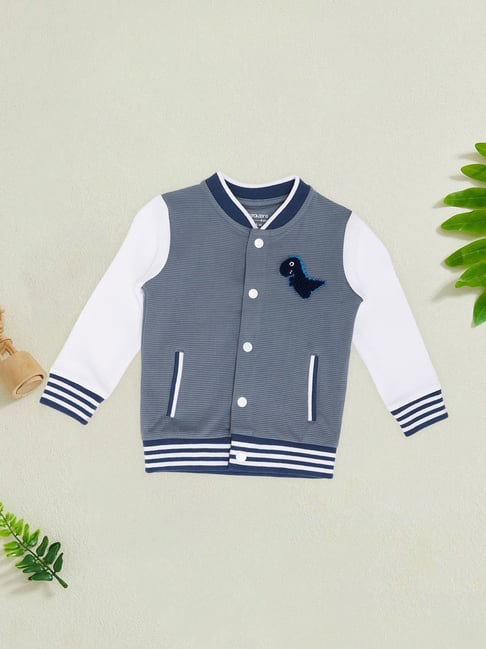 Pantaloons Baby Boys Ashley Blue Striped Jacket