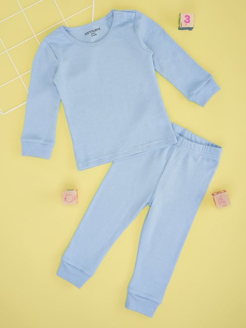 Pantaloons Baby Boys Airy Blue Textured Thermal Set