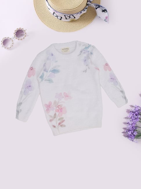 Pantaloons Baby Girls Snow White Floral Print Sweater