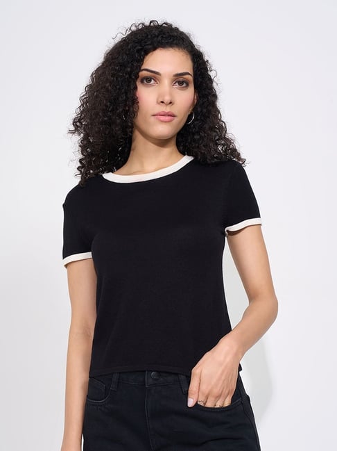 Sf Jeans By Pantaloons Jet Black Slim Fit T-Shirt-picture-26