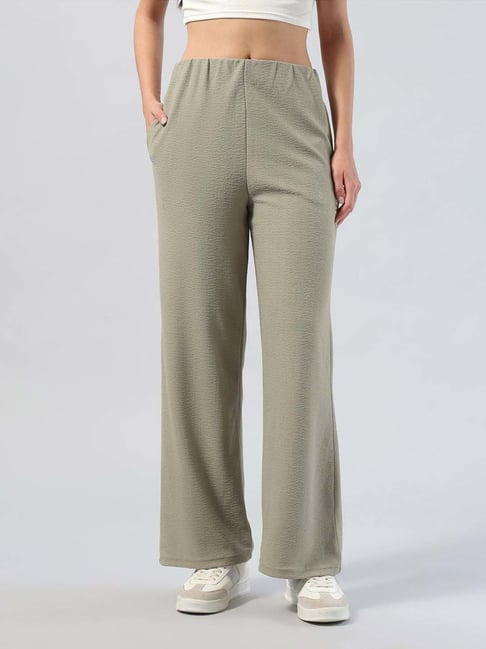 U.S. Polo Assn. Light Green Straight Fit Textured Trousers