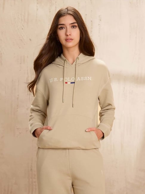 U.S. Polo Assn. Off White Cotton Regular Fit Logo Printed Hoodie-picture-15