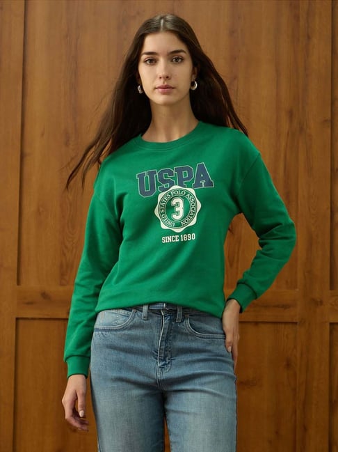 U.S. Polo Assn. Green Cotton Regular Fit Logo Printed Sweatshirt-picture-31