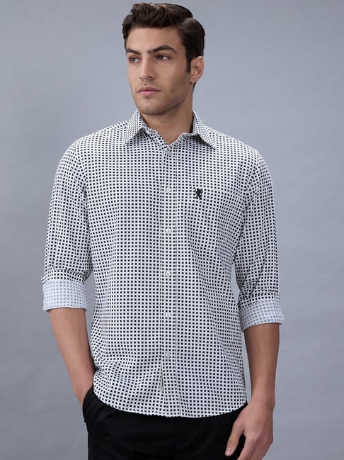 Giordano Navy Slim Fit Checks Shirt