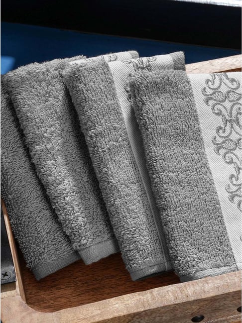 Maspar Grey Cotton Face Towel Pack of 4