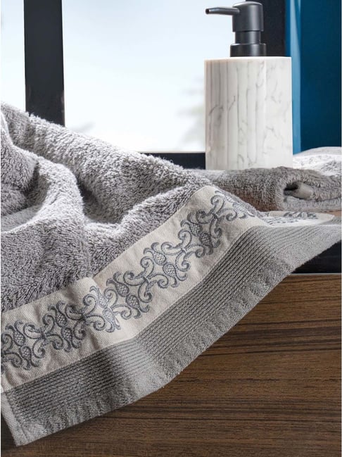 Maspar Grey Cotton Hand Towel Pack of 2